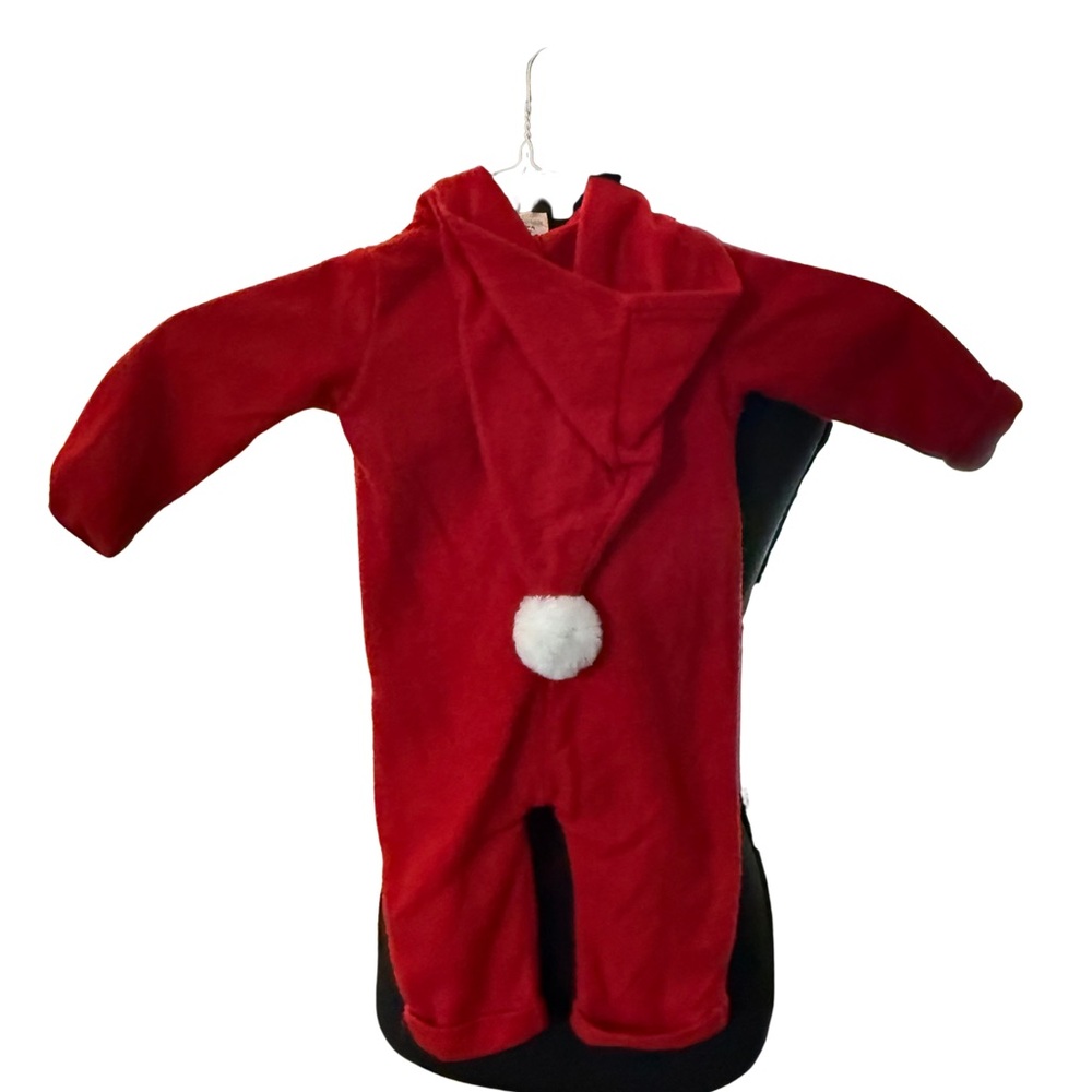 Red Santa Baby Hooded Onesie by‎ Chick Pea Size 3/6 Months - Picture 3 of 3